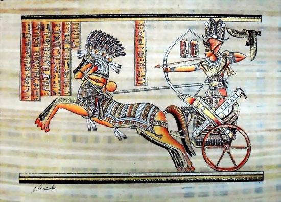 Egyptian papyrus painting of orders battle